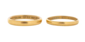 Two 22ct gold wedding bands