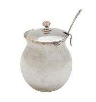 A Scottish silver preserve pot and spoon