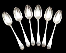 A set of six George IV silver tablespoons