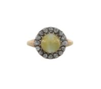 A chrysoberyl and diamond-set ring