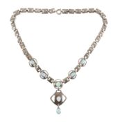A Murrle Bennett Arts and Craft silver and opal necklace
