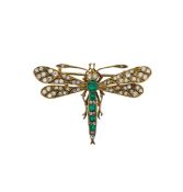 An enamel and gem set dragonfly brooch