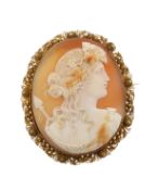 An early Victorian cannitille mounted carved portrait cameo