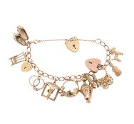 A 9ct gold charm bracelet