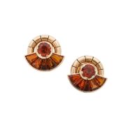 A pair of madeira citrine ear clips