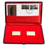 Two Metalimport limited edition Winston Churchill 18ct gold replica stamp ingots