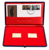 Two Metalimport limited edition Winston Churchill 18ct gold replica stamp ingots