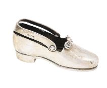 An Edward VII silver novelty shoe