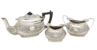 An Edward VII three piece silver tea service