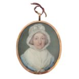 A portrait miniature of a lady in fitted case