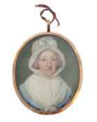 A portrait miniature of a lady in fitted case