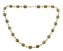 A late 19th century style yellow gold and polychrome enamel flexible link necklace