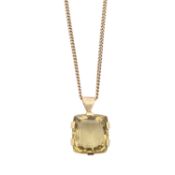 A large citrine pendant on chain