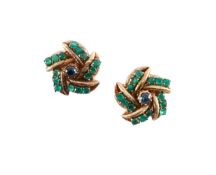 A pair of gem set ear clips