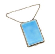 A French silver and guilloché enamel combination compact, purse and aide memoire