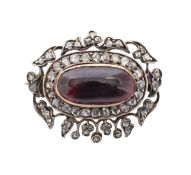 A Victorian old cut diamond and garnet brooch