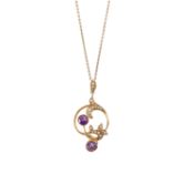 A 15ct gold, amethyst and seed pearl necklace