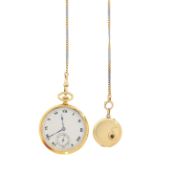 An 18ct open-faced keyless pocket watch