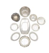 A group of nine Victorian and later silver dishes, and a silver bowl