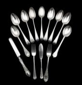 A collection of George III and later silver flatware