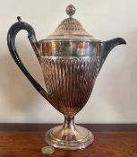 SILVER PLATED WATER JUG ON RAISED CIRCULAR BASE