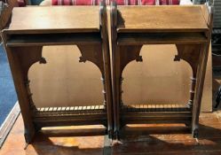 PAIR OF OAK GOTHIC READING STAND, APPROX 75cm WIDE, 120cm HIGH AND 30cm DEEP