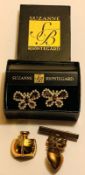 PAIR OF VINTAGE SUZANNE BJONTEGARD COSTUME JEWELLERY CLIP EARRINGS; YSL VINTAGE COSTUME JEWELLERY