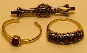 SCRAP GOLD AND STONES INCLUDING 18ct GOLD RING SET WITH RUBY APPROX 0.21ct, RING PREVIOUSLY CUT,