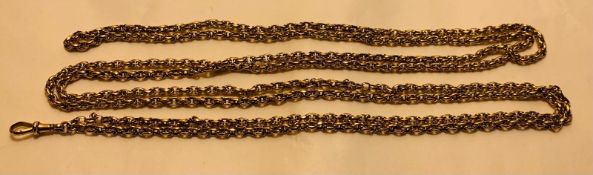 9ct GOLD WATCH CHAIN, APPROX 76cm LONG AND WEIGHT APPROX 31.34g