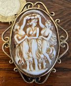 CAMEO BROOCH WITHIN 9ct FRAME, WEIGHT APPROX 7.8g PIN DEFICIENT