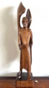 CARVED OAK FIGURE ST MICHAEL, INCISED 