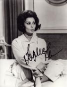Sophia Loren signed 10x8 inch black and white photo. Good condition Est.
