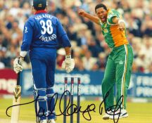 Makhaya Ntini signed 10x8 inch colour photo pictured while playing for South Africa. Good