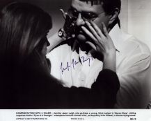 Jenifer Jason Leigh signed 10x8 inch Confrontation with a Killer black and white mover still