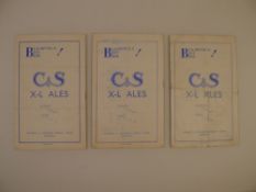 3 x Blackpool 1956 football programmes, Vs Charlton Sept 22, Vs Aston Villa Dec 29 and Vs West