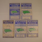 5 x Bolton Wanderers 1957-59 football programmes, Vs Fulham Sept 19 1959, Vs Blackburn Rovers Apr 25