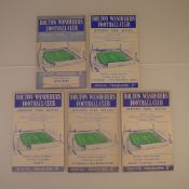 5 x Bolton Wanderers 1959 football programmes, Vs Fulham Sept 19 1959, Vs Everton Aug 29 1959, Vs