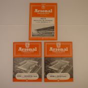 3 x Arsenal 1954 International football programmes, Vs Spartak (Russia) Nov 9, Vs Desportos (