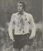 Footballer. Mike England signed 9.5 x 8 inch Approx. black and white pictured magazine cut out page.