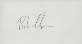Horse Racing Jump Jockey. Bob Champion signed 5 x 3 inch white card. Good condition Est.