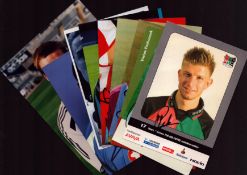 Football 10 signed 6x4 inch approx promo photos including names of Greg Pearson, Chris Perry,