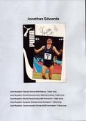 Jonathan Edwards signed 6x4inch colour promo photo. Good condition Est.