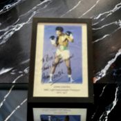 John Conteh signed 13x10 inch approx framed collur photo dedicated. Good condition Est.