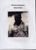 Winston Benjamin signed 7x5inch black and white photo. Good condition Est.