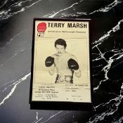 Terry Marsh signed 12x9 inch overall vintage Frank Warren promo programme photo. Good condition