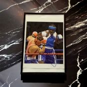 Audley Harrison signed 12x8 inch overall framed colour photo. Good condition Est.