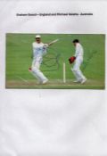 Graham Gooch and Michael Valetta signed 8x4inch colour photo. Good condition Est.