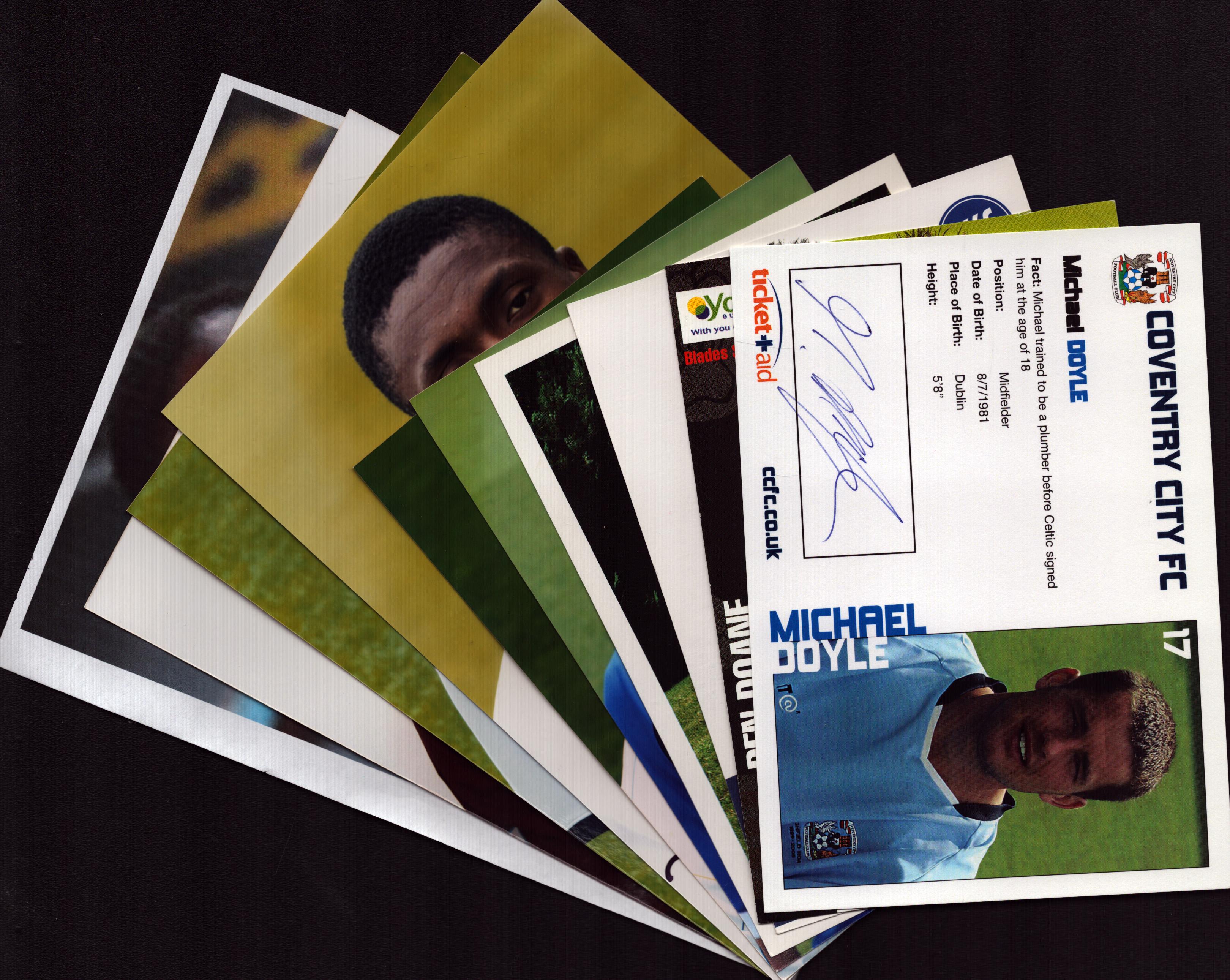 Football 10 signed 6x4 inch approx promo photos including names of Bernard Pulver, Darren Purse,