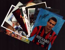 Football 10 signed 6x4 inch approx promo photos including names of Paul Friberg, Roman Friedli,