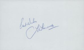 Horse Racing Jump Jockey. John francome, MBE signed 5 x 3 inch white card. Good condition Est.